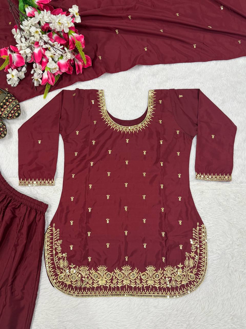 Bespoke Deep Crimson Heirloom Co-ord
